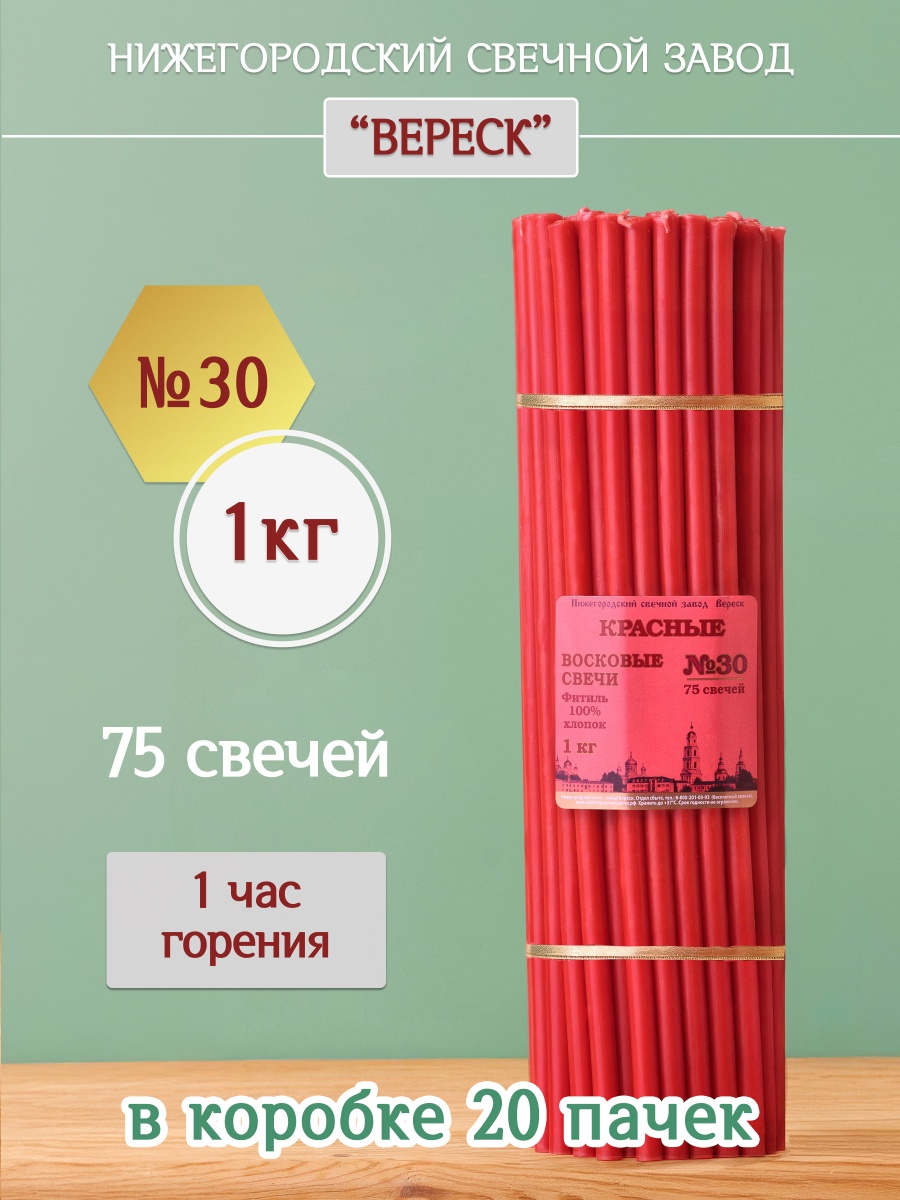 Восковые свечи КРАСНЫЕ пачка 1 кг № 30