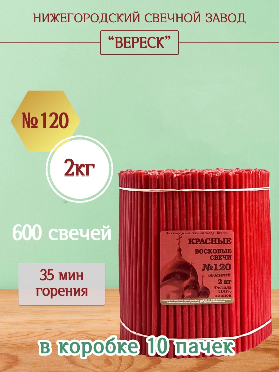 Восковые свечи КРАСНЫЕ пачка 2 кг № 120