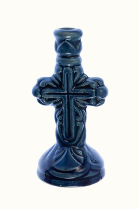 Подсвечник керамический "Крест", средний, ажурный цвета в ассортименте