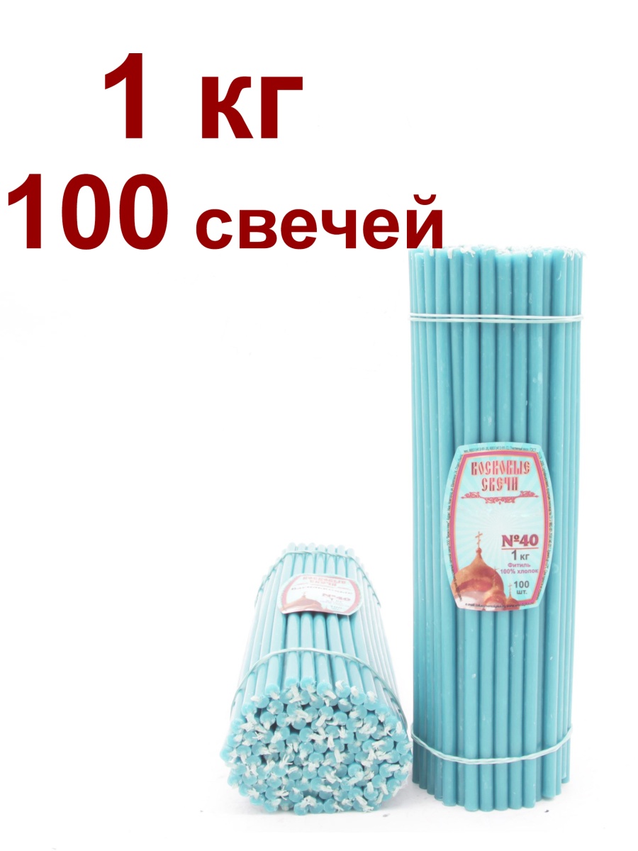 Восковые свечи ГОЛУБЫЕ пачка 1 кг № 40