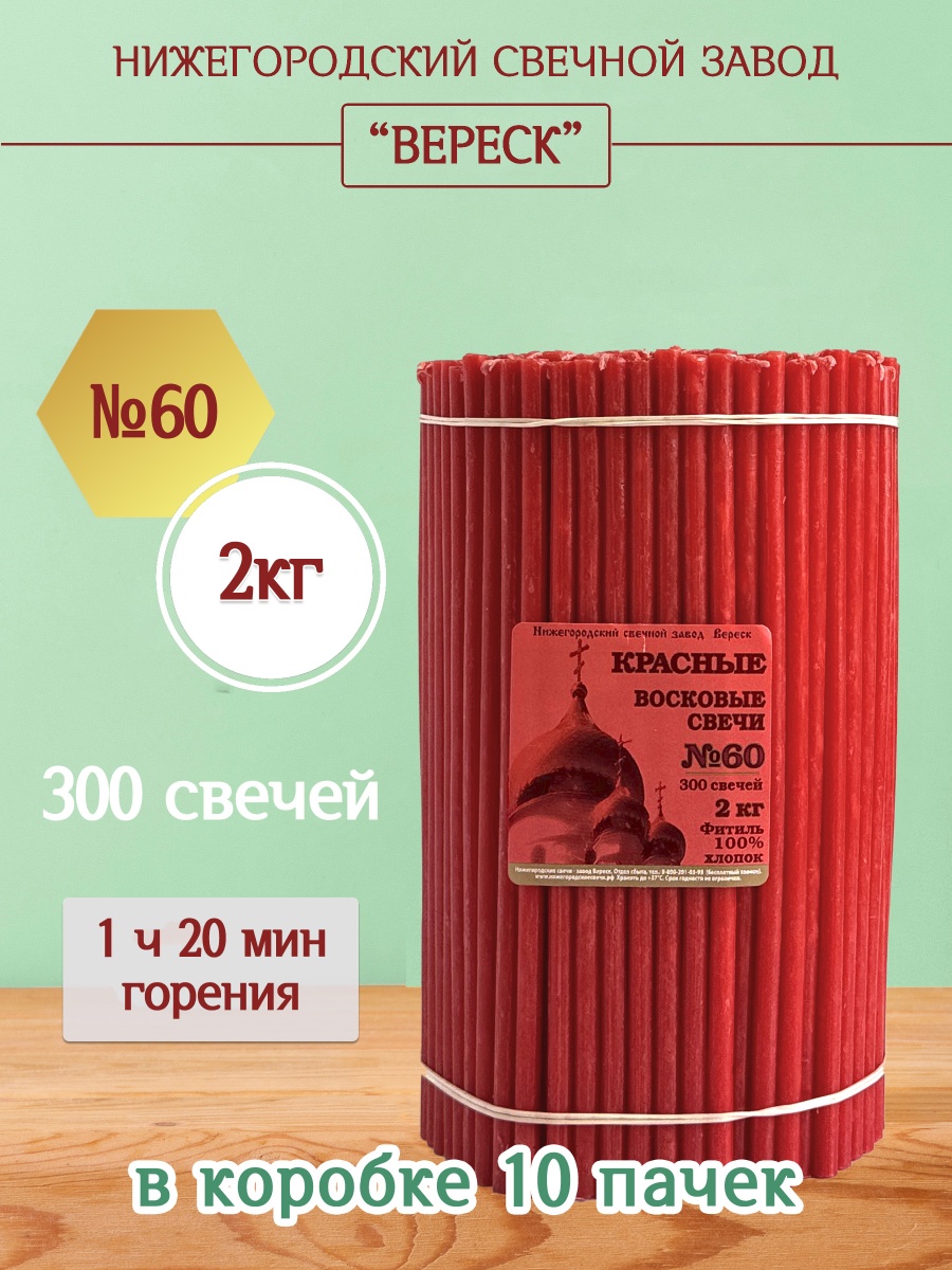 Восковые свечи КРАСНЫЕ пачка 2 кг № 60