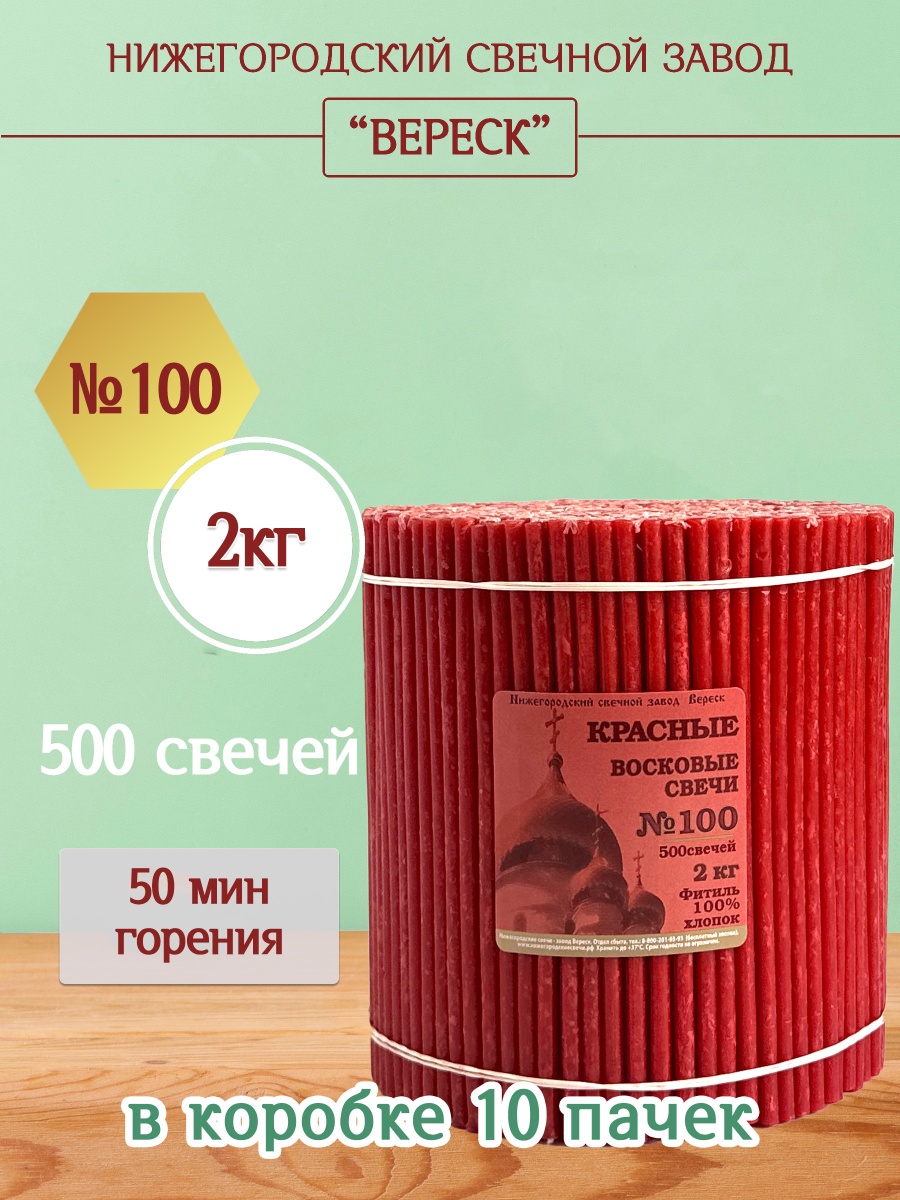 Восковые свечи КРАСНЫЕ пачка 2 кг № 100