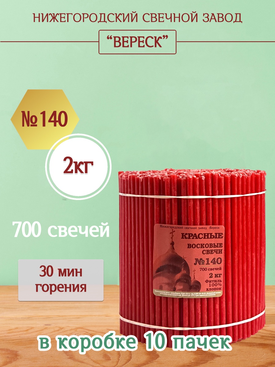 Восковые свечи КРАСНЫЕ пачка 2 кг № 140